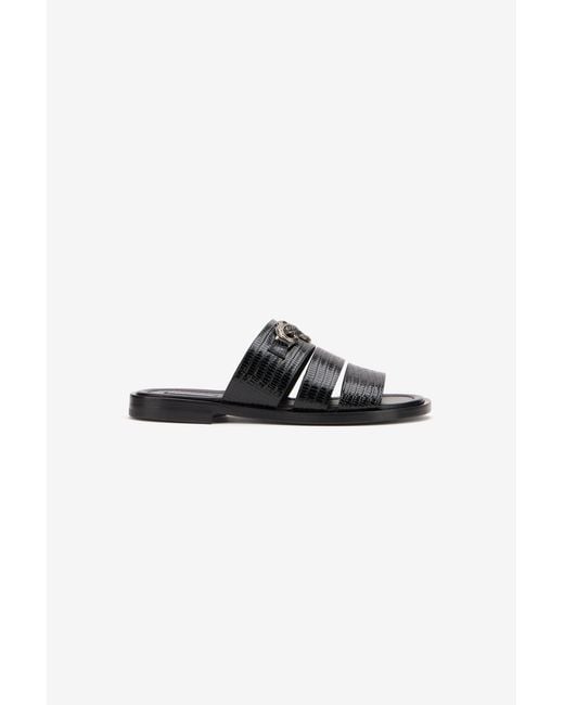 Roberto Cavalli Black Leather Sandals for men
