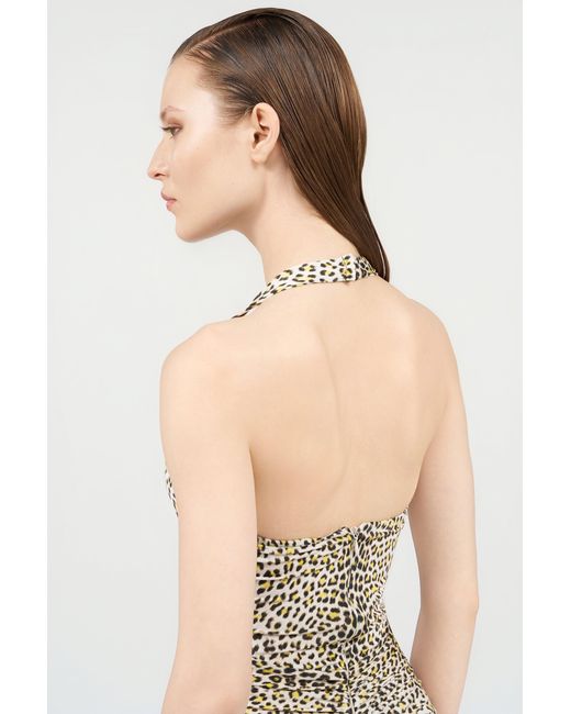Roberto Cavalli White Pop Jaguar Print Midi Dress