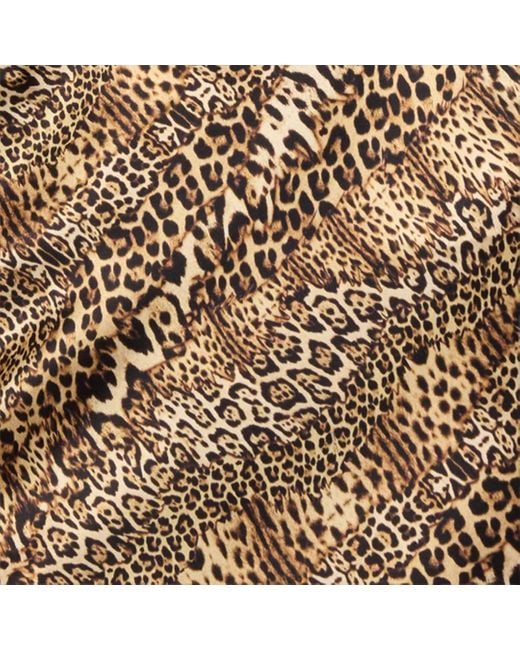 Roberto Cavalli Natural Silk Dress With Jaguar, Cheetah And Leopard Print