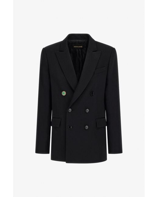 Roberto Cavalli Black Double-Breasted Blazer