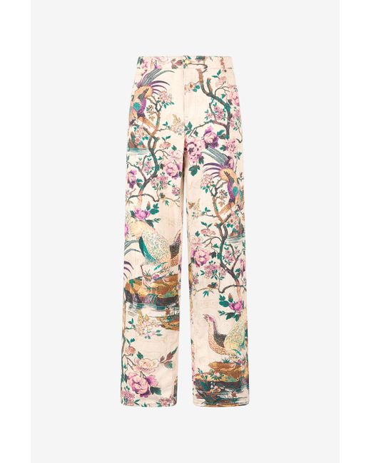 Jean À Imprimé Oriental Bird Roberto Cavalli en coloris White