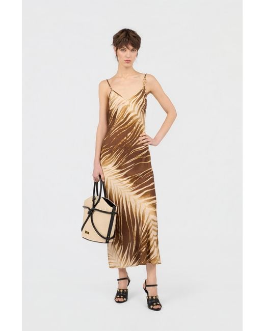 Roberto Cavalli Metallic Natural Barb Print Dress