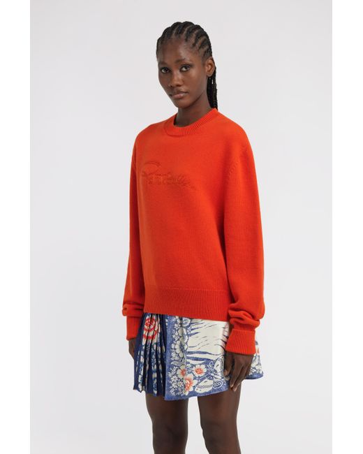 Roberto Cavalli Red Cropped Knitted Sweater