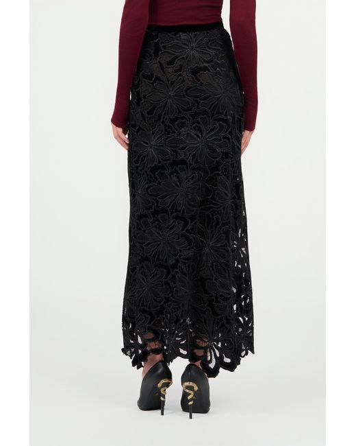 Roberto Cavalli Black Long Floral Lace Skirt