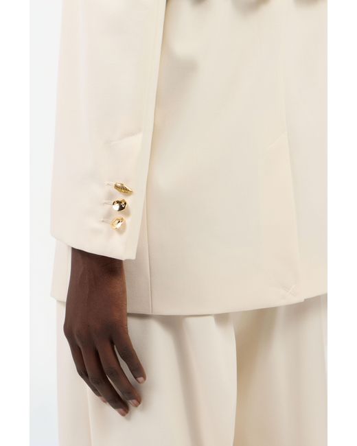 Roberto Cavalli Natural Cream Blazer With Logo Detail
