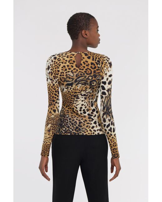 Roberto Cavalli Black Jaguar Skin Print Long-Sleeved T-Shirt