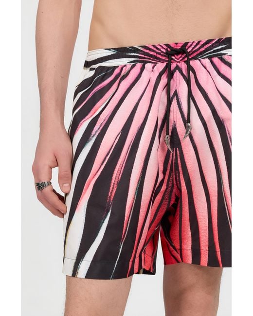 Roberto Cavalli Red Ray Of Paradise Print Swimsuit for men