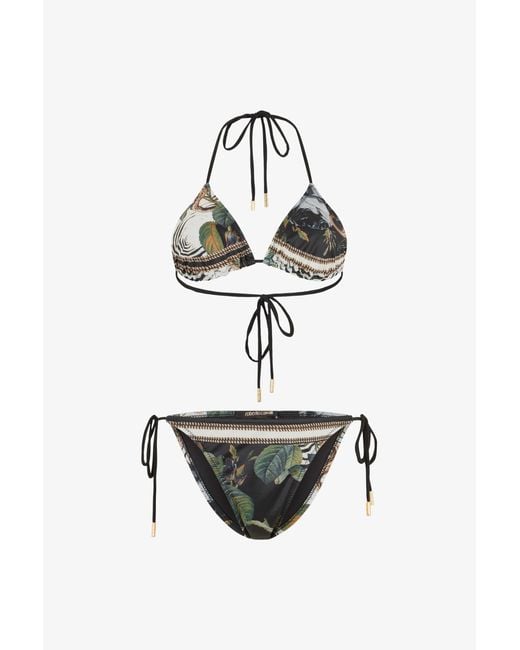 Roberto Cavalli White Jewellery Foulard Print Bikini