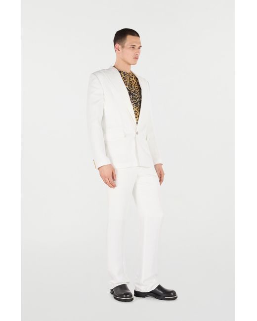Roberto Cavalli White Single-Breasted Blazer for men