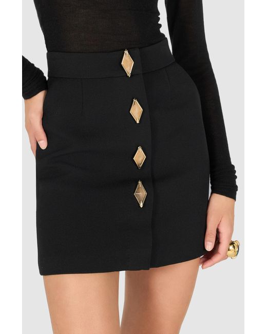 Roberto Cavalli Black Miniskirt With Jewel Buttons