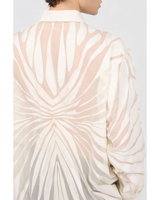 Roberto Cavalli Natural Shirt With Ray Devoré Print for men