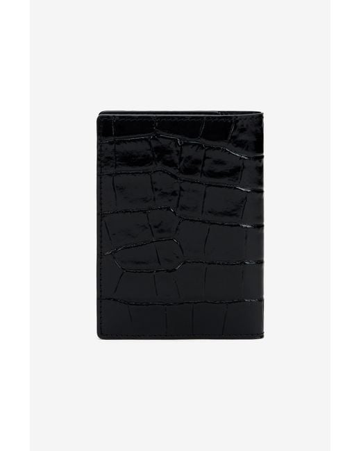 Roberto Cavalli Black Crocodile-Embossed Leather Wallet for men