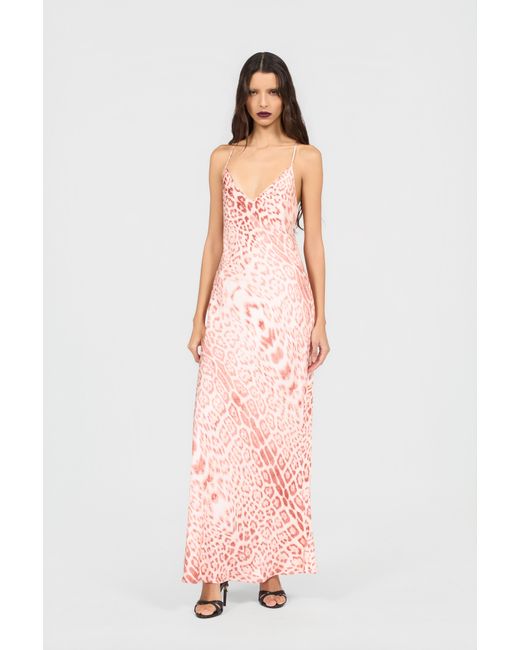Roberto Cavalli Pink Jaguar Print Slip Dress