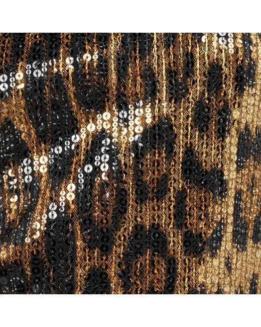 Roberto Cavalli Natural Sequin Mini Dress With Animal Print