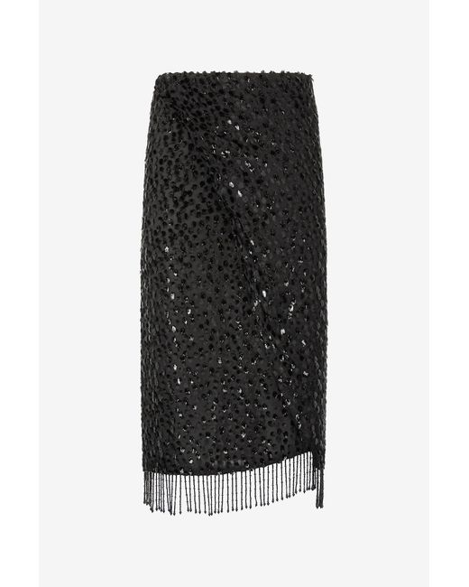 Roberto Cavalli Black Skirt With Beaded Hem