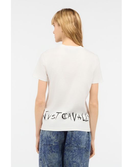 Roberto Cavalli Multicolor T-Shirt With Print And Jc Monogram