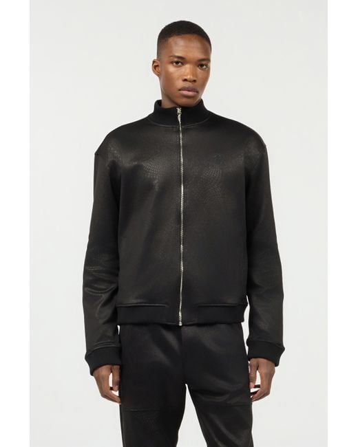 Roberto Cavalli Black Full-Zip Sweatshirt With Python Print for men