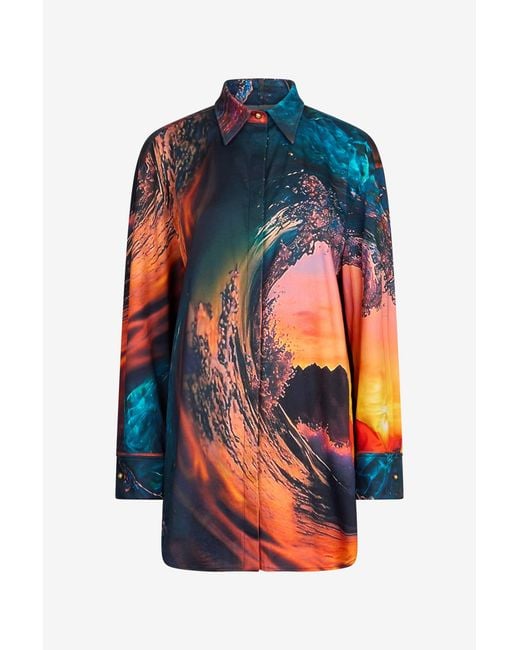 Roberto Cavalli Blue Itaca Print Dress
