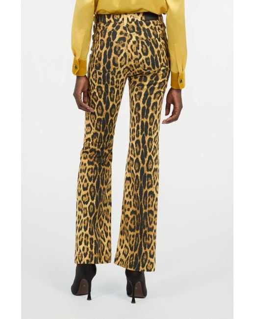 Roberto Cavalli Multicolor Denim Jeans With Jaguar Skin Print