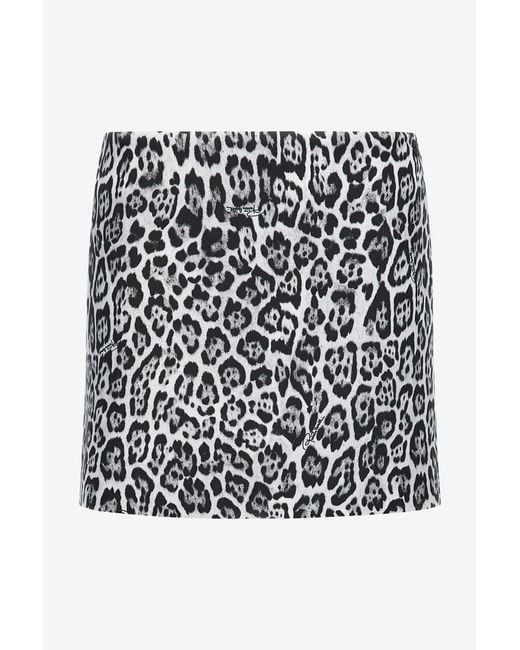 Roberto Cavalli Black Miniskirt With Leopard Print