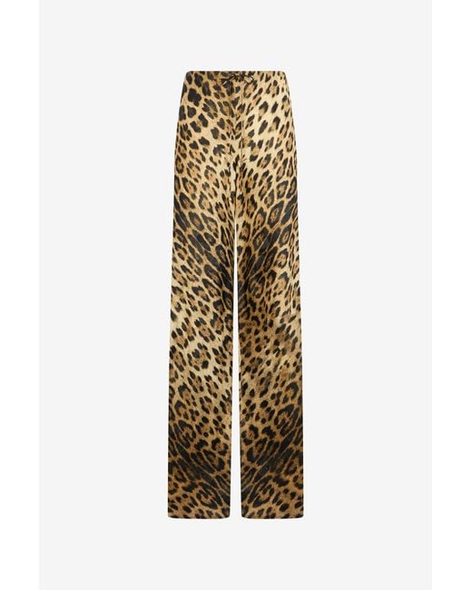 Roberto Cavalli Multicolor Leopard Print Palazzo Pants