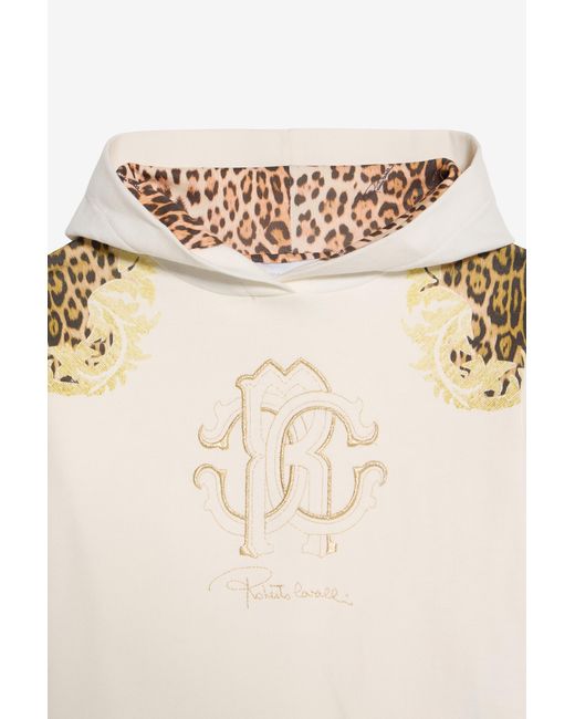 Roberto Cavalli Natural Leopard And Baroque Print Sweatshirt Dress