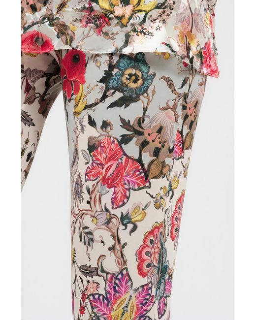 Roberto Cavalli White Florentine Flowers Print Leggings