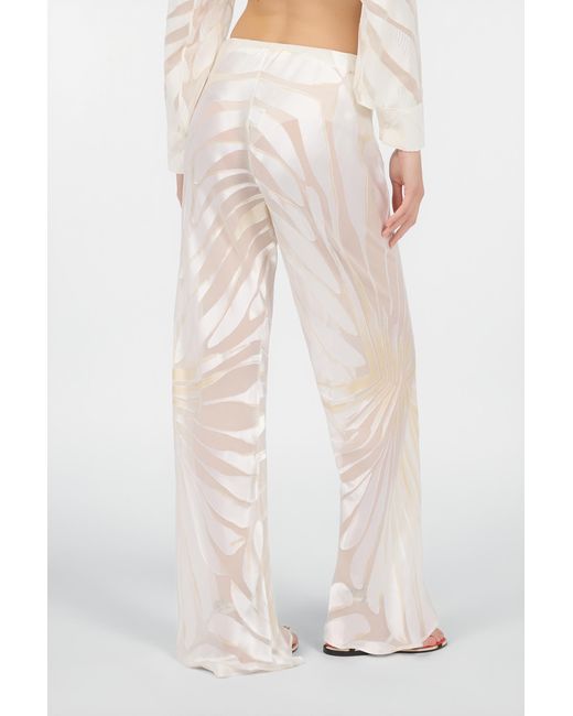 Roberto Cavalli White Trousers With Ray Devoré Print
