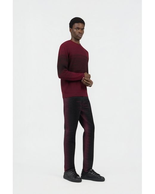 Roberto Cavalli Red Burgundy Dégradé Cotton Sweater for men