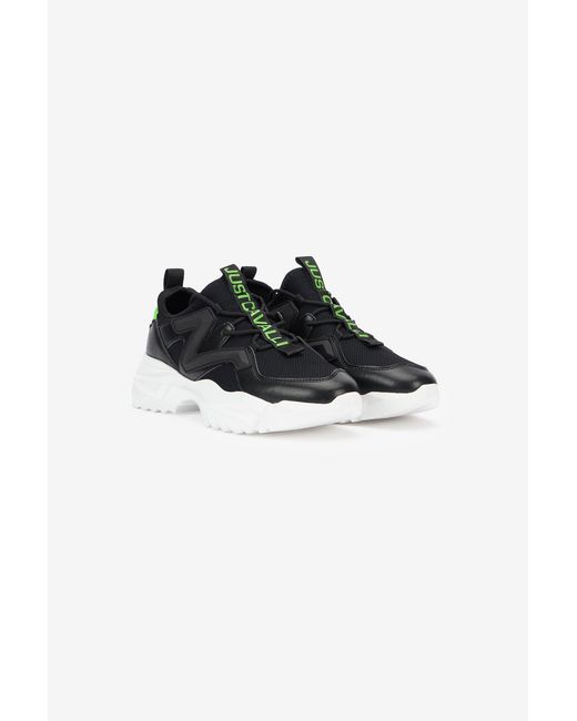 Roberto Cavalli Black Sneakers With Logo for men