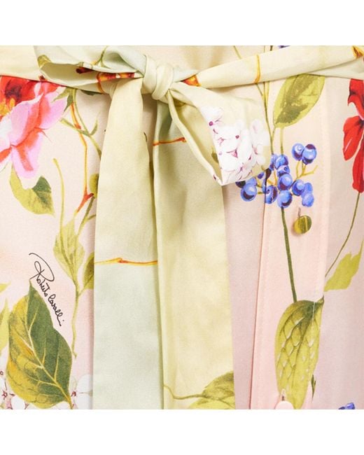 Roberto Cavalli White Long Silk Dress With Miami Flowers Print