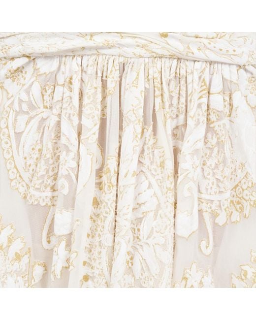 Roberto Cavalli White Mini Dress With Ornamental Motif