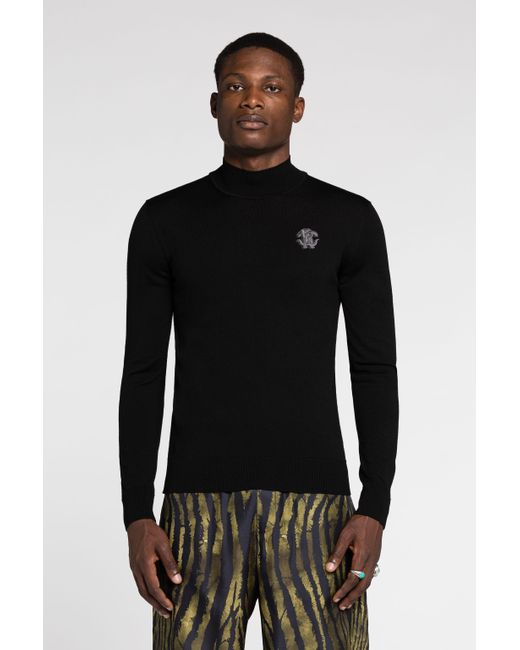 Roberto Cavalli Black Rc Monogram Wool Sweater for men