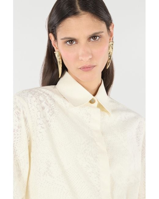 Roberto Cavalli White Python-Print Shirt