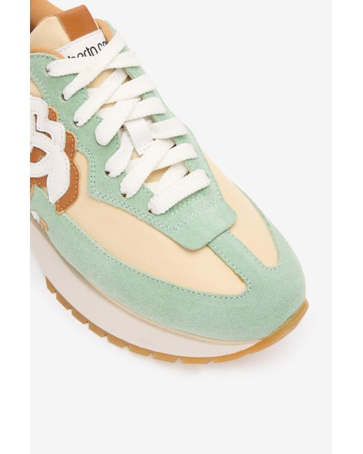 Roberto Cavalli Metallic Sneakers Mit Kontrastfarbe Hinten Und Monogramm Mirror Snake