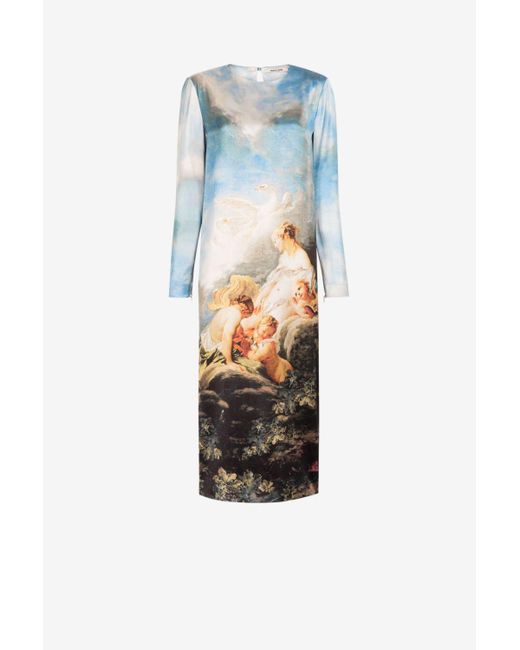 Roberto Cavalli Blue Kleid mit malerei-print