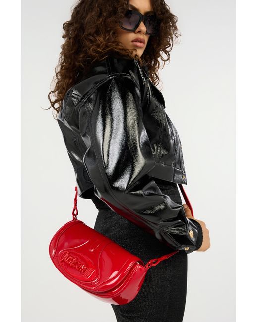 Borsa A Spalla Rossa Lucida Con Logo di Roberto Cavalli in Red