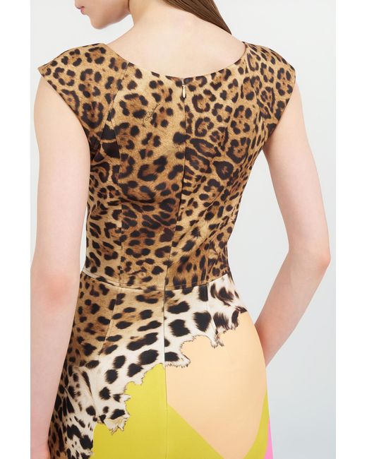 Roberto Cavalli Yellow Mini Dress With Cavalli Pop Print
