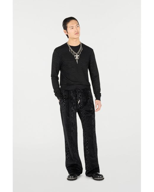 Roberto Cavalli Black Sweater With Zebra Pattern for men
