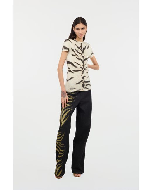 Zebra Print Side Jeans Roberto Cavalli de color Black