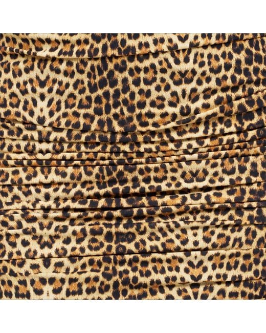 Roberto Cavalli Natural Mini Dress With Baby Jaguar Print And Cut-Out Detail