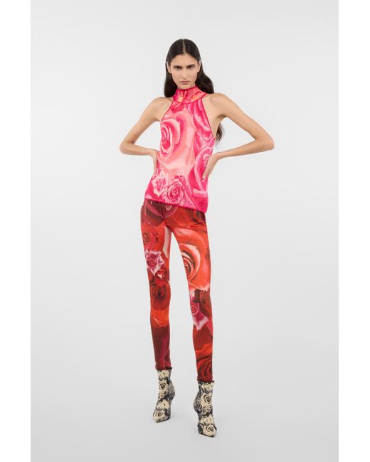 Roberto Cavalli Pink Garden Rose Print Top