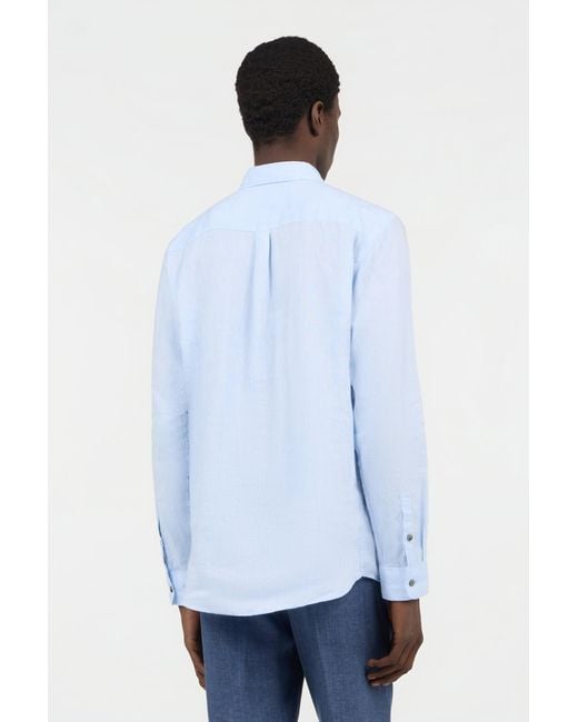 Roberto Cavalli Blue Light Linen Shirt for men
