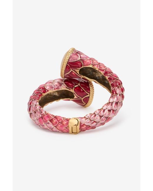 Roberto Cavalli Pink Enameled Scales Wrap Bracelet