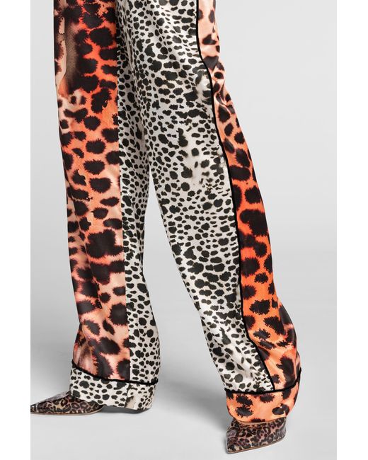 Roberto Cavalli White Murena Print Silk Blend Trousers