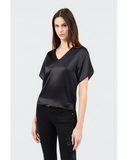 Roberto Cavalli Black Silk Top With Cut-Outs