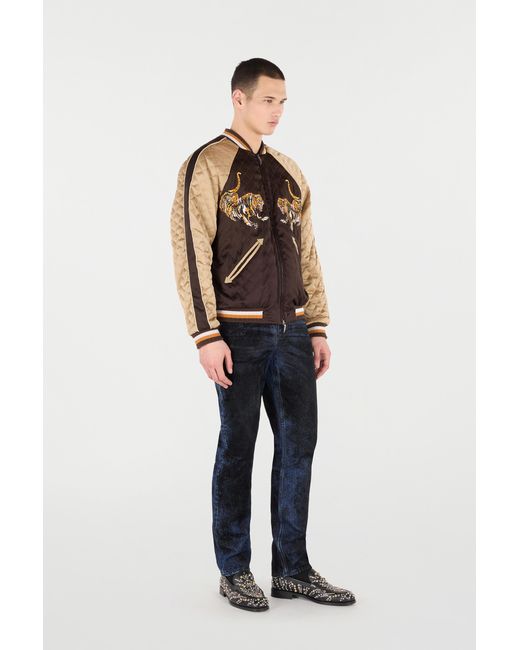 Roberto Cavalli Brown Bomber Jacket With Tigers for men