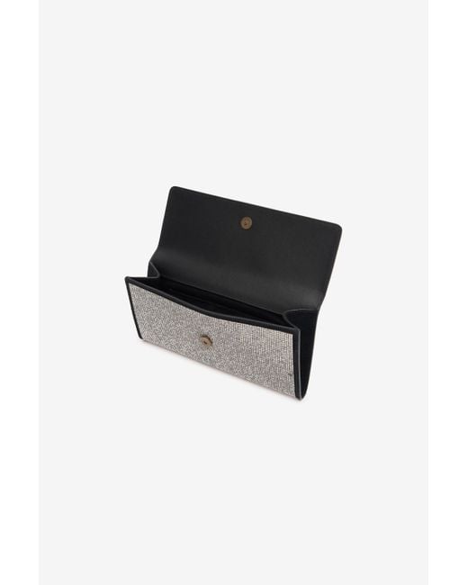 Roberto Cavalli Gray Clutch Mit Kristallen Und Monogramm Mirror Snake