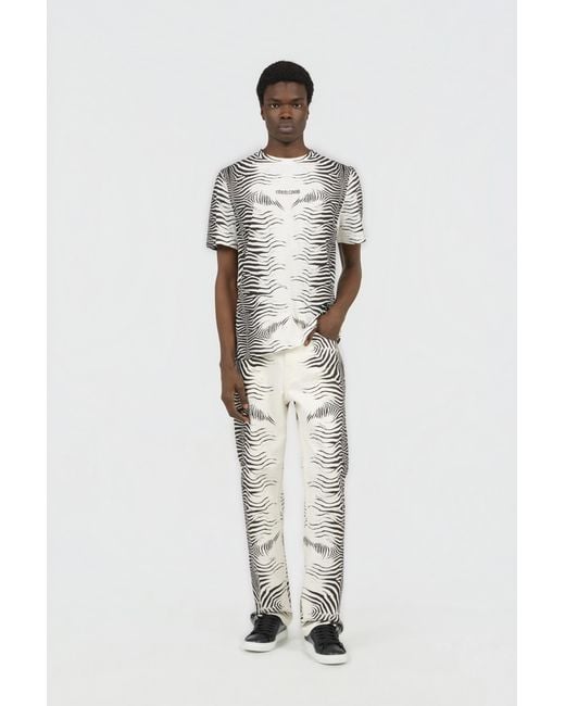 Roberto Cavalli Multicolor Zebra Print T-Shirt for men