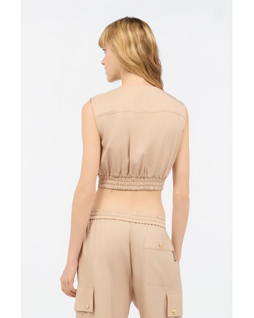 Roberto Cavalli Natural Crop Top With Utility Pockets